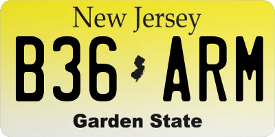 NJ license plate B36ARM