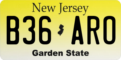 NJ license plate B36ARO