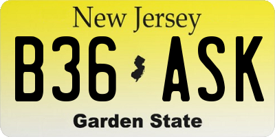 NJ license plate B36ASK