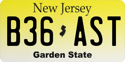 NJ license plate B36AST