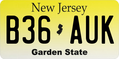 NJ license plate B36AUK