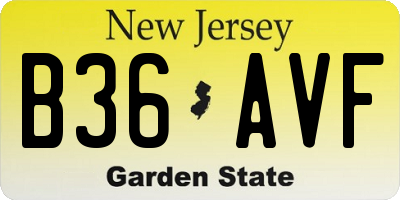 NJ license plate B36AVF