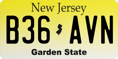 NJ license plate B36AVN