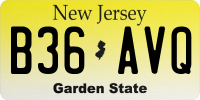NJ license plate B36AVQ