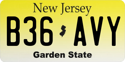 NJ license plate B36AVY