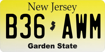 NJ license plate B36AWM