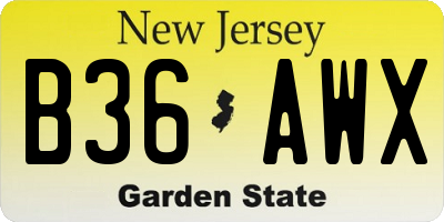 NJ license plate B36AWX