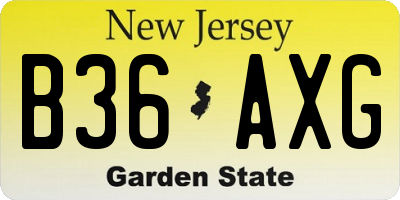 NJ license plate B36AXG