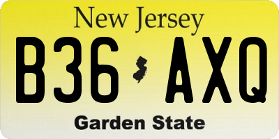 NJ license plate B36AXQ