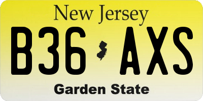 NJ license plate B36AXS