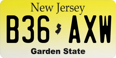 NJ license plate B36AXW