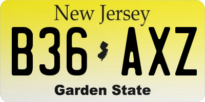 NJ license plate B36AXZ
