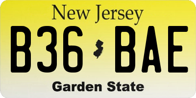 NJ license plate B36BAE