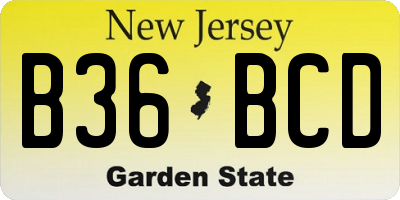 NJ license plate B36BCD