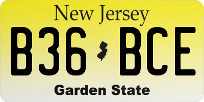 NJ license plate B36BCE