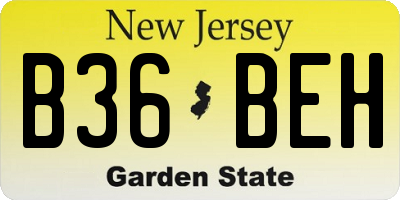 NJ license plate B36BEH