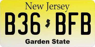 NJ license plate B36BFB