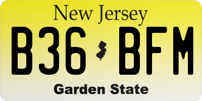 NJ license plate B36BFM