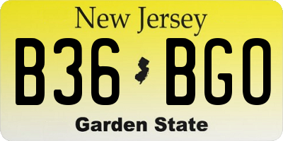NJ license plate B36BGO