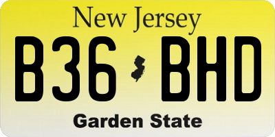 NJ license plate B36BHD