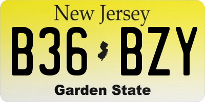 NJ license plate B36BZY