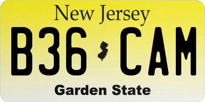 NJ license plate B36CAM