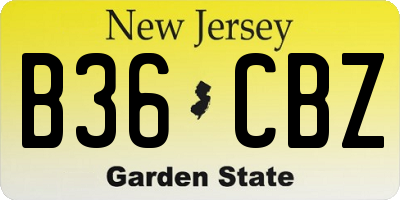 NJ license plate B36CBZ