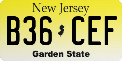 NJ license plate B36CEF
