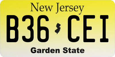 NJ license plate B36CEI