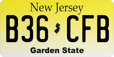 NJ license plate B36CFB