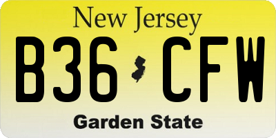 NJ license plate B36CFW