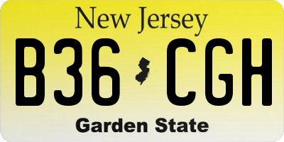 NJ license plate B36CGH