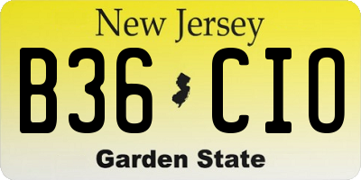NJ license plate B36CIO