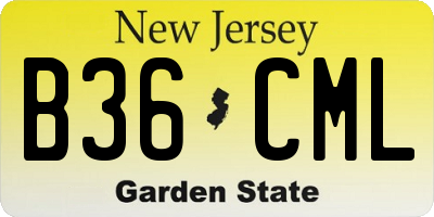 NJ license plate B36CML