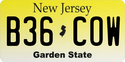 NJ license plate B36COW