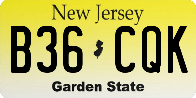 NJ license plate B36CQK
