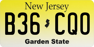 NJ license plate B36CQO