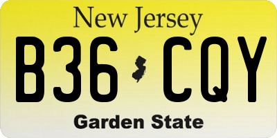 NJ license plate B36CQY