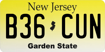 NJ license plate B36CUN