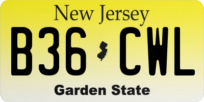 NJ license plate B36CWL