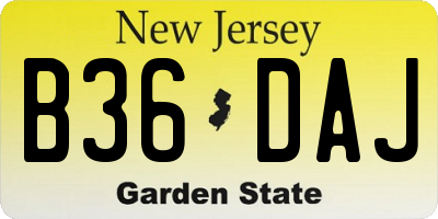 NJ license plate B36DAJ