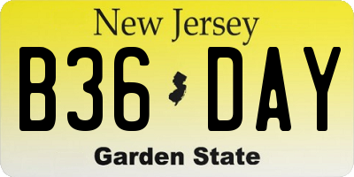 NJ license plate B36DAY