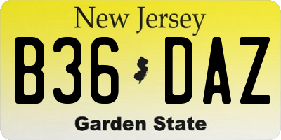 NJ license plate B36DAZ