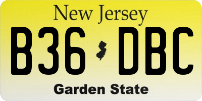 NJ license plate B36DBC