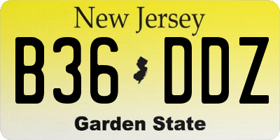 NJ license plate B36DDZ