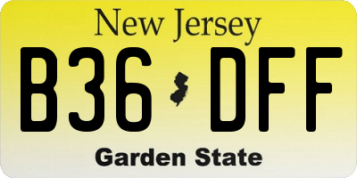 NJ license plate B36DFF