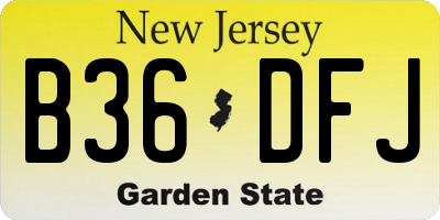 NJ license plate B36DFJ