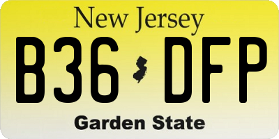 NJ license plate B36DFP