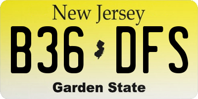 NJ license plate B36DFS