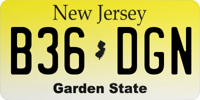 NJ license plate B36DGN